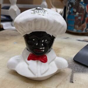 White and Black Ceramic Chef Figurine